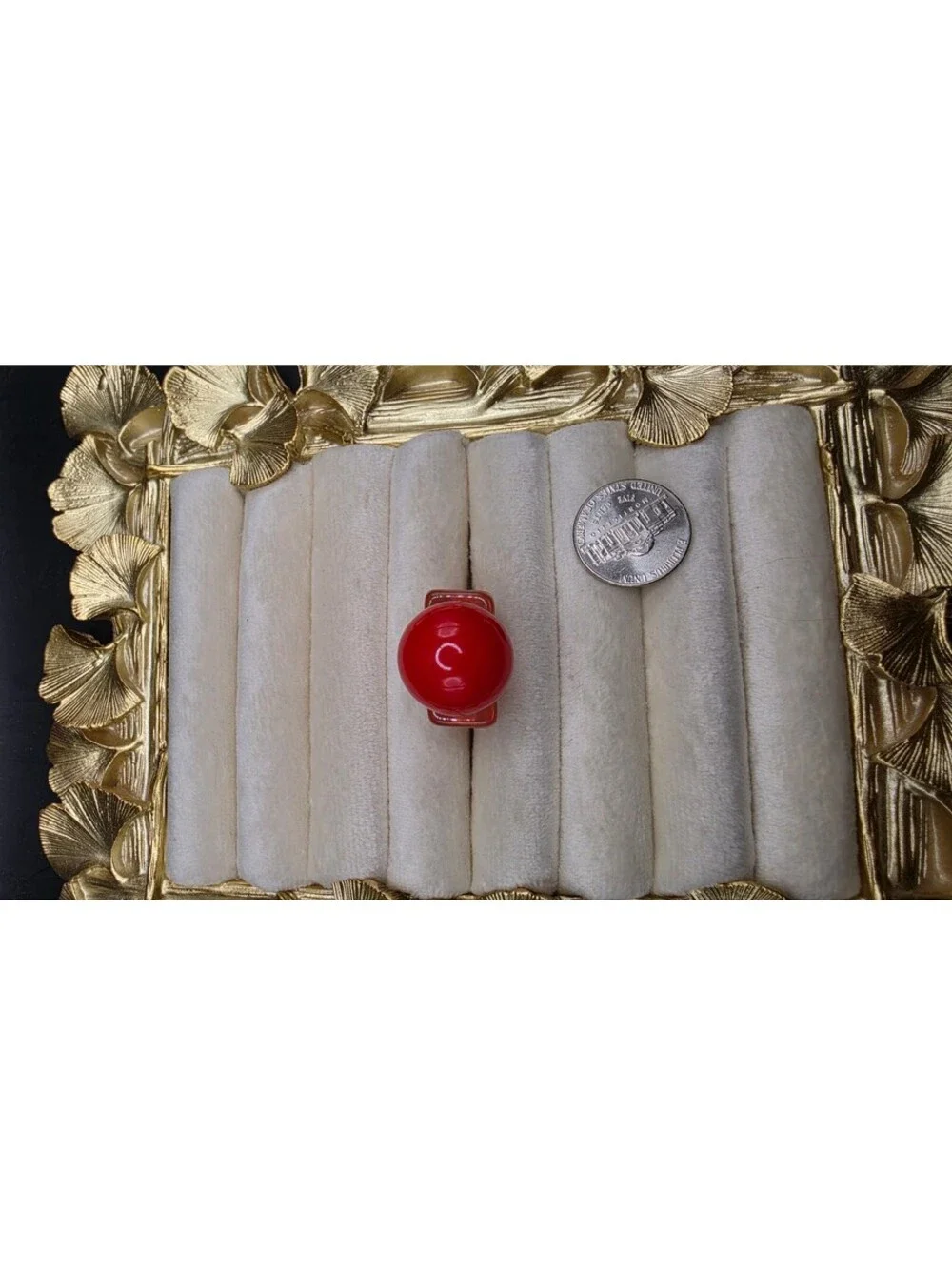 Y2K Resin Ring with Red Bead and Pink Square Band Size Fits